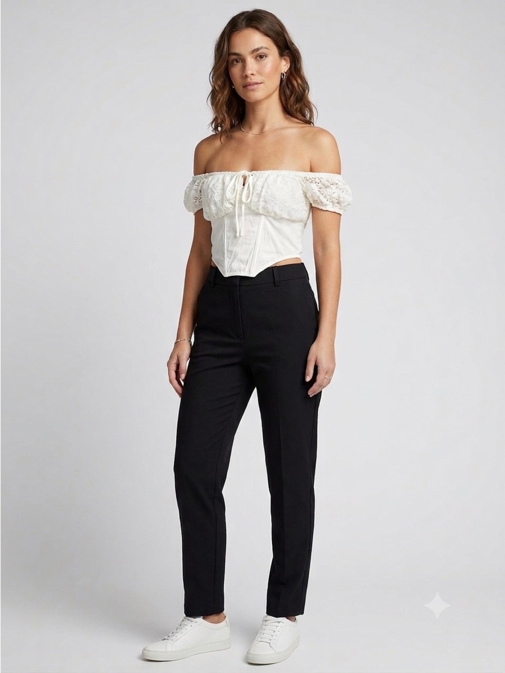 Tic Toc Los Angeles NWT Ivory Lace Off-the-Shoulder Corset Top | Size S